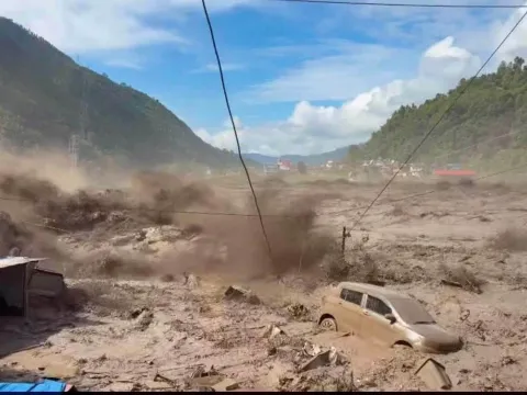 Massive Flash Flood from Tibet Devastates Rasuwagadhi Border